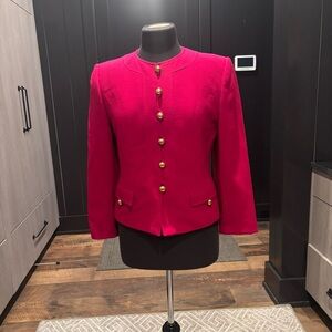 Vintage Herbert Grossman Hot Pink Wool Blazer-made in the USA